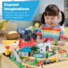 Additional product view of 56 Piece Wooden Train Set Table for Kids w/Toy Storage Drawer