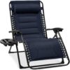 Oversized Padded Zero Gravity Chair, Folding Recliner w/ Headrest, Side Tray