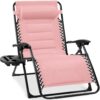 Oversized Padded Zero Gravity Chair, Folding Recliner w/ Headrest, Side Tray