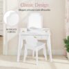 Kids Wooden Pretend Play Vanity and Chair Set w/ Mirror