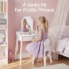 Kids Wooden Pretend Play Vanity and Chair Set w/ Mirror