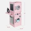 Pretend Play Kids Wooden Washer & Dryer Set w/ Laundry Accessories