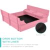 Kids Cedar Sandbox w/ Sand Screen, 2 Benches - 47x47in