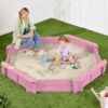 Kid's Wooden Octagonal Sandbox w/ Sand Cover, 4 Reinforced Benches, 8 Seats