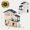 Alternate view of Pretend Play Wooden Doll House w/ 40 Accessories, Modern Toy Playset