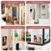 Pretend Play Wooden Doll House w/ 40 Accessories, Modern Toy Playset