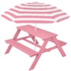 Kids Wooden Outdoor Picnic Table w/ Adjustable Umbrella, Built-In Seats