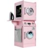 Pretend Play Kids Wooden Washer & Dryer Set w/ Laundry Accessories