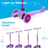 Kids Mini Kick Scooter Toy w/ Colorful Light-Up Wheels, Adjustable T-Bar