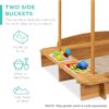 Kids Wooden Cabana Sandbox w/ Benches, Canopy Shade, Sand Cover, 2 Buckets