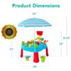 Kids Outdoor Sand & Water Table w/ 18 Accessories, Adjustable Umbrella
