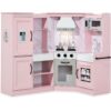 Pretend Play Corner Kitchen Wooden Toy Set for Kids w/ Lights, Sounds