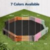 Kid's Wooden Octagonal Sandbox w/ Sand Cover, 4 Reinforced Benches, 8 Seats