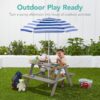 Alternate view of Kids Wooden Outdoor Picnic Table w/ Adjustable Umbrella, Built-In Seats