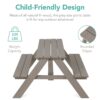 Additional product view of Kids Wooden Outdoor Picnic Table w/ Adjustable Umbrella, Built-In Seats