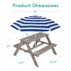Kids Wooden Outdoor Picnic Table w/ Adjustable Umbrella, Built-In Seats