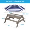 3-in-1 Kids Sand & Water Table Outdoor Wood Picnic Table w/ Umbrella
