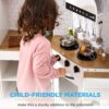 Pretend Play Corner Kitchen Wooden Toy Set for Kids w/ Lights, Sounds