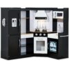 Pretend Play Corner Kitchen Wooden Toy Set for Kids w/ Lights, Sounds