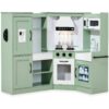Pretend Play Corner Kitchen Wooden Toy Set for Kids w/ Lights, Sounds