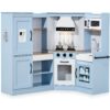 Pretend Play Corner Kitchen Wooden Toy Set for Kids w/ Lights, Sounds