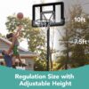 Adjustable Regulation-Size Basketball Hoop w/ Fillable Base, 2 Wheels