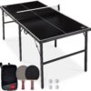 Portable Ping Pong Table Tennis Game Set w/ Paddles, Balls - 6x3ft