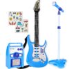 Kids Electric Guitar Toy Play Set w/ 6 Songs, Microphone, Amp