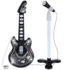 Kids Pretend Play Guitar Musical Instrument Toy w/ Microphone, Stand - 19in