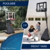 Adjustable 4.4-10ft Basketball Hoop, w/ Shatterproof Backboard, Ball Return
